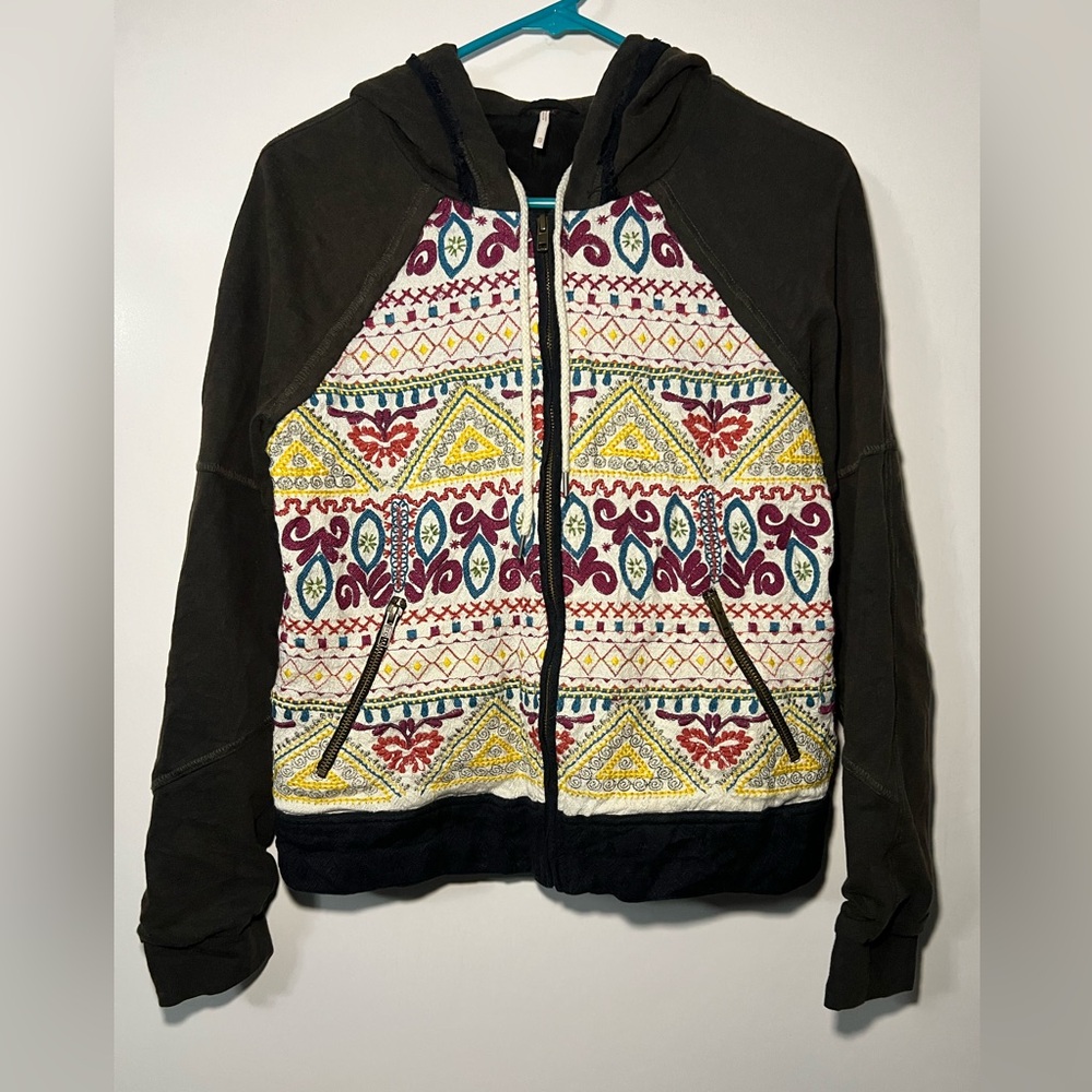 FREE PEOPLE Women’s Jacket , XS, Aztec Print, Full Zip, Hooded, Southwest/Boho